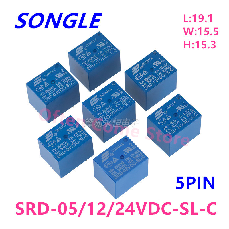 Shelly Relay Module - 5Pcs New Relay SRD-05VDC-SL-C SRD-12VDC-SL-C SRD-24VDC-SL-C